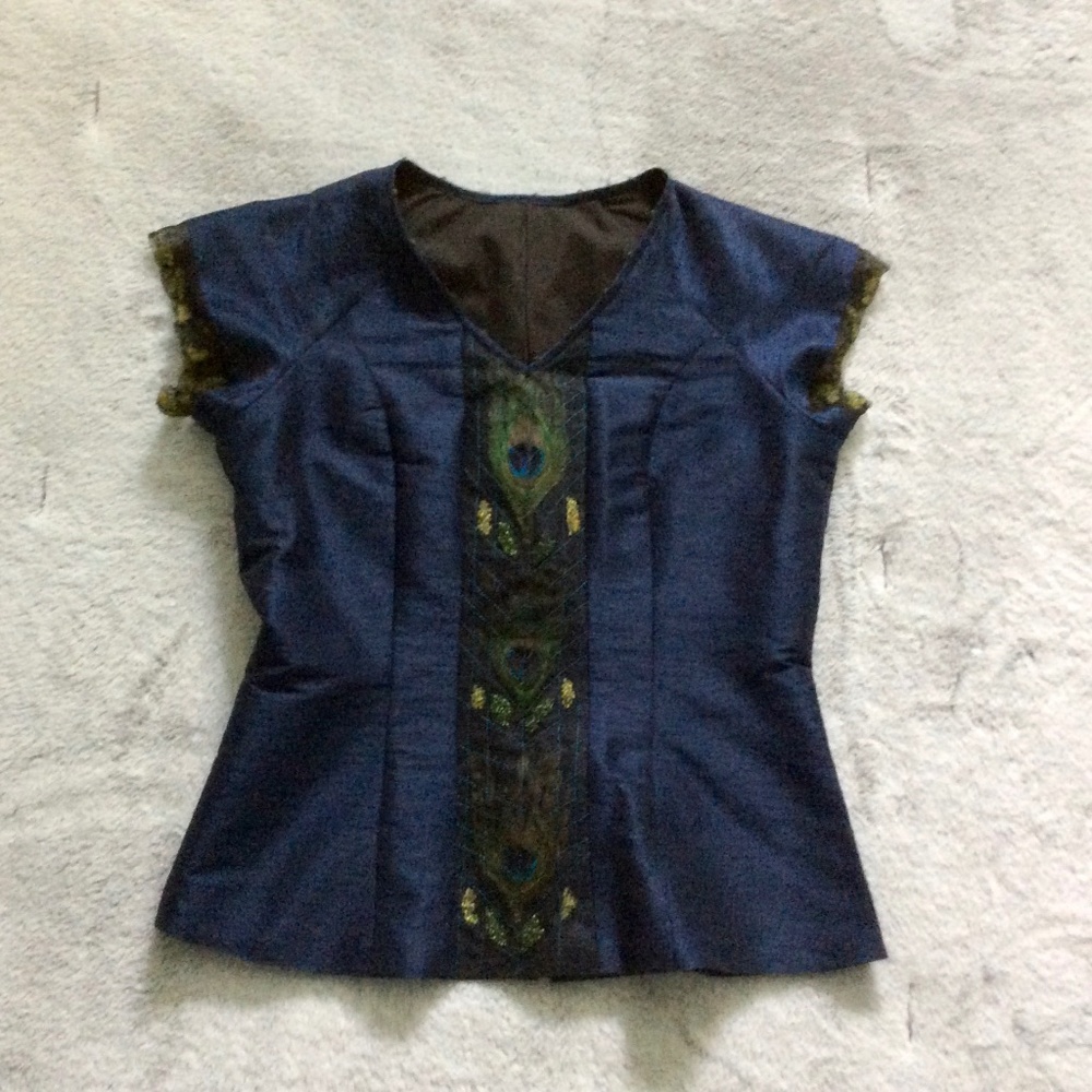 Handmade Blue & Peacock Top
